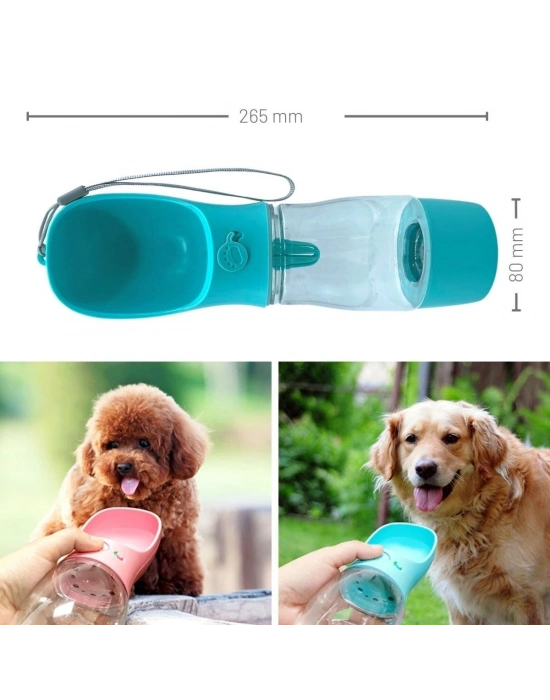 ®  Taşınabilir Mama Hazneli Evcil Hayvan Suluğu Seyahat Kabı Kilitlenebilen Su Sızdırmaz 380ML