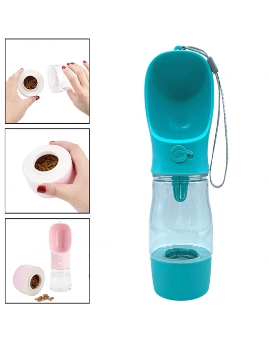 ®  Taşınabilir Mama Hazneli Evcil Hayvan Suluğu Seyahat Kabı Kilitlenebilen Su Sızdırmaz 380ML