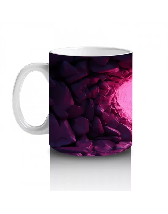 Taşlarla Çevrili Kalpli Kelebek – Baskılı Kahve Kupası