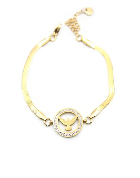 Taşlı Anka Kuşu Bileklik - Altın