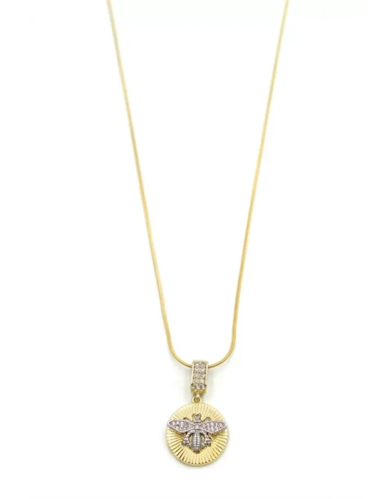 Taşlı Arı Kolye - Altın