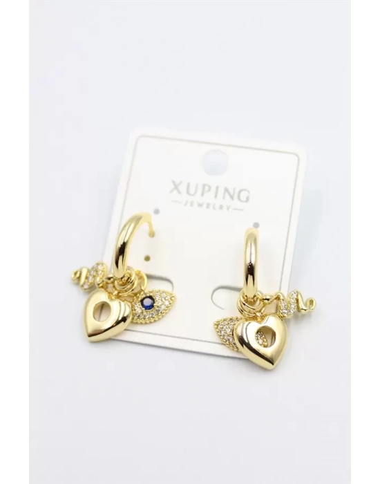 Taşlı Charm Küpe - Altın