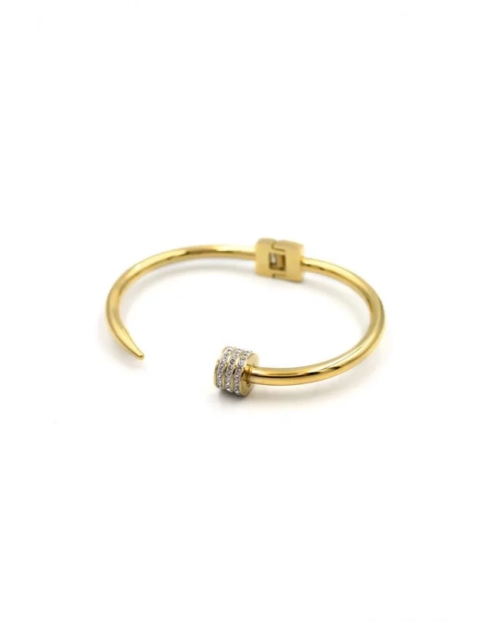 Taşlı Çivi Bilezik - Altın