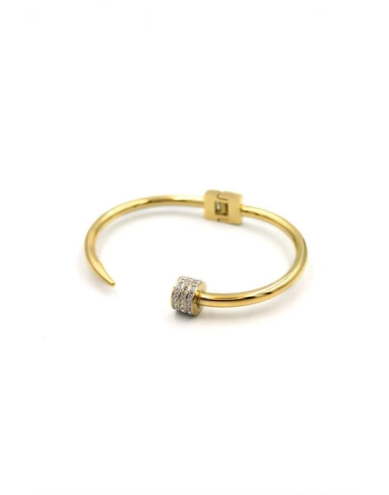 Taşlı Çivi Bilezik - Altın