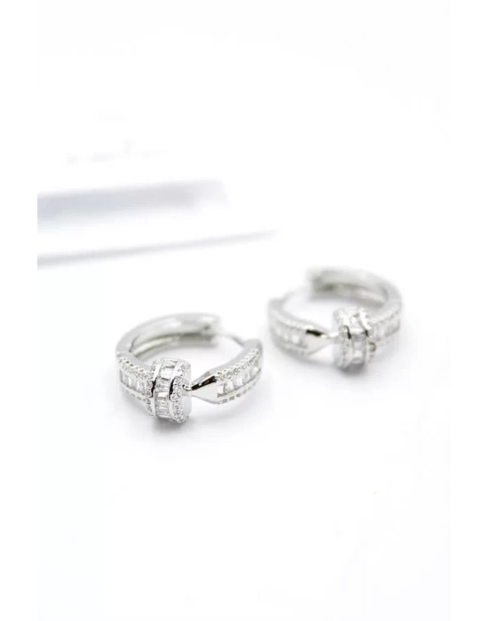 Taşlı Çivi Küpe - Gümüş