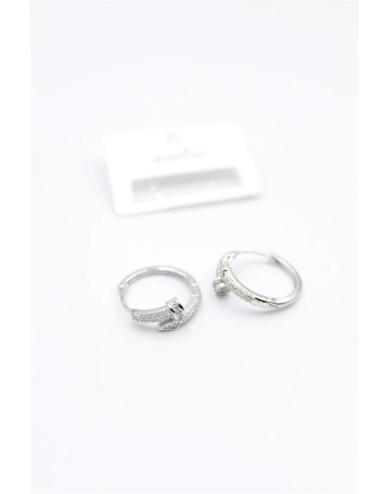 Taşlı Çivi Küpe - Gümüş