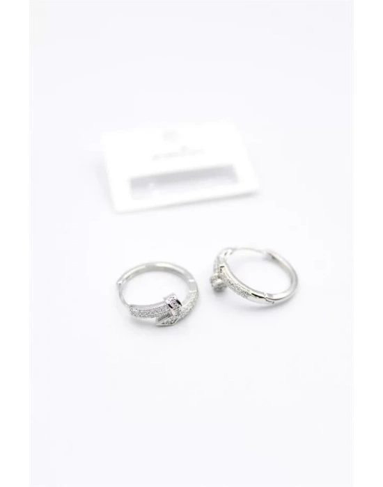 Taşlı Çivi Küpe - Gümüş