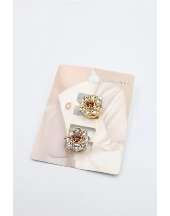 Taşlı Düğme Broş - Altın