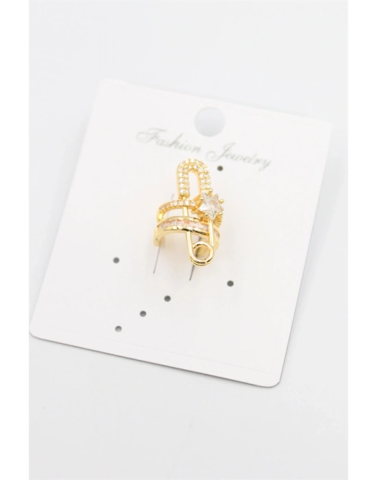 Taşlı Filkete Kıkırdak Küpe - Altın