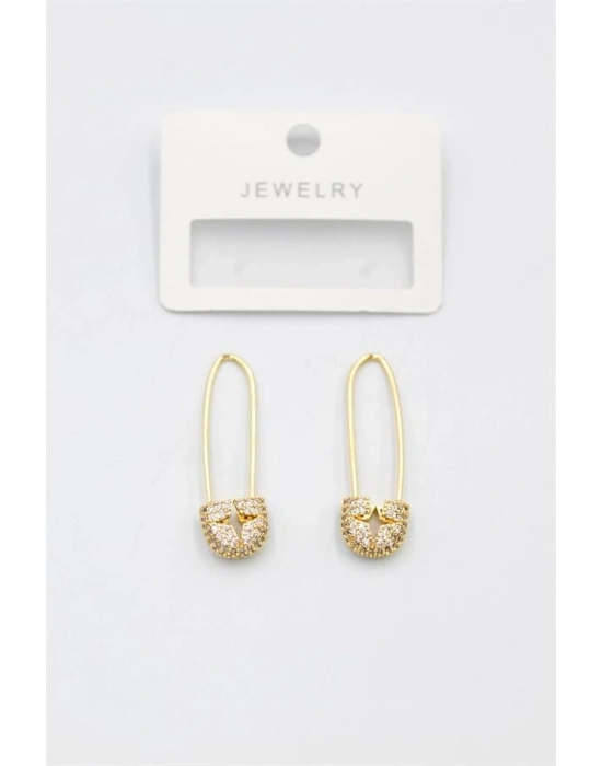 Taşlı Filkete Küpe - Altın