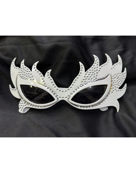 Taşlı Göz Kamaştıran Gecenin Yıldızı Beyaz Parti Alev Gözlük