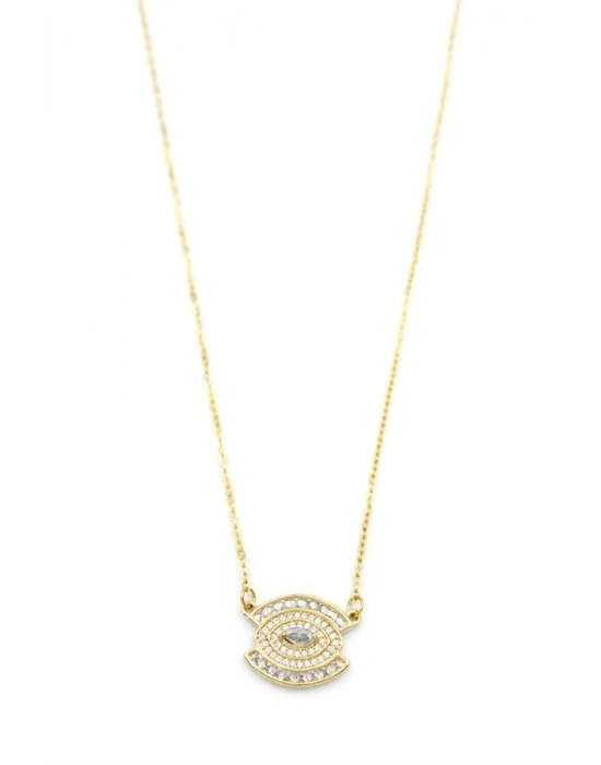 Taşlı Göz Kolye - Altın