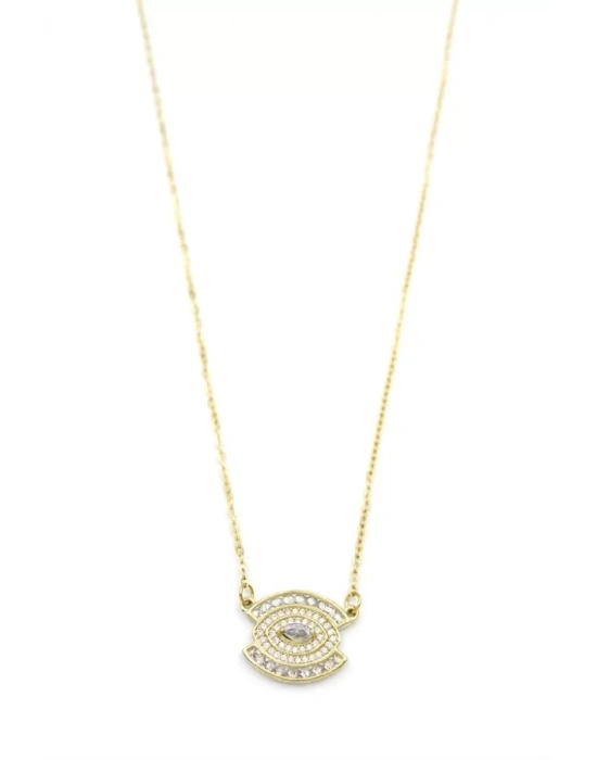 Taşlı Göz Kolye - Altın