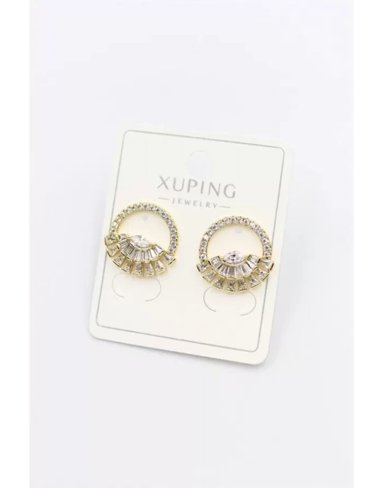 Taşlı Göz Küpe - Altın