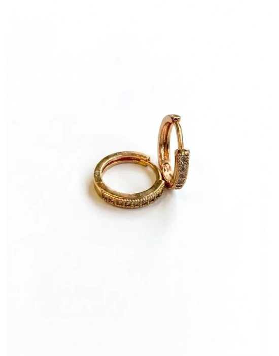 Taşlı Halka Küpe - Altın