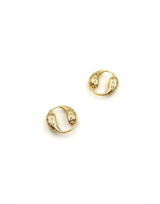 Taşlı Halka Küpe - Altın