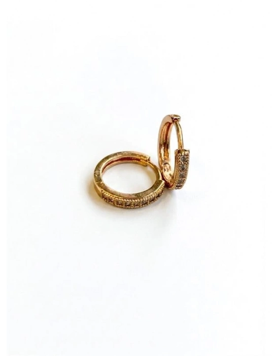 Taşlı Halka Küpe - Altın