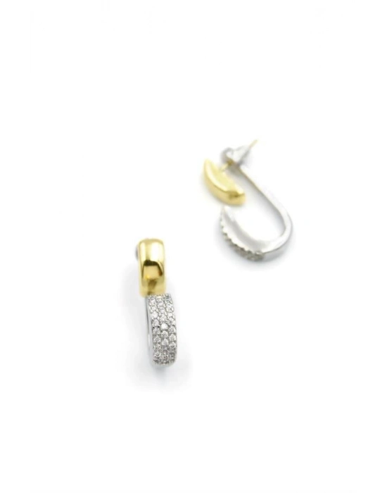 Taşlı Halka Küpe - Altın