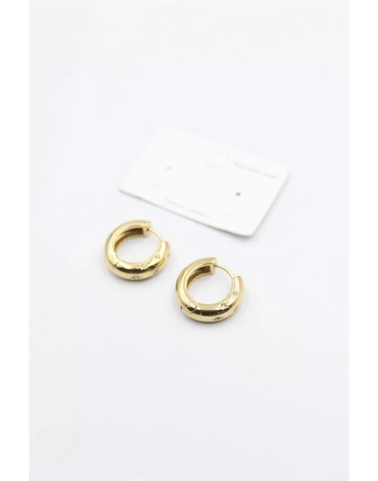 Taşlı Halka Küpe - Altın