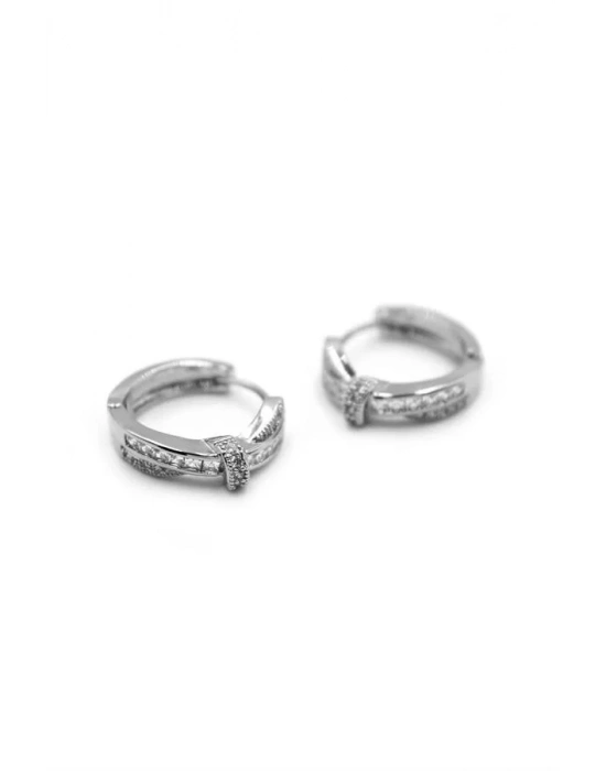 Taşlı Halka Küpe - Gümüş