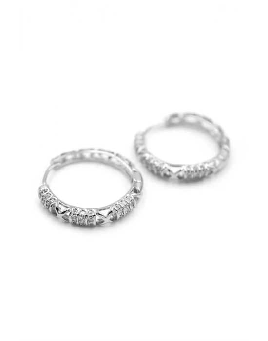 Taşlı Halka Küpe - Gümüş