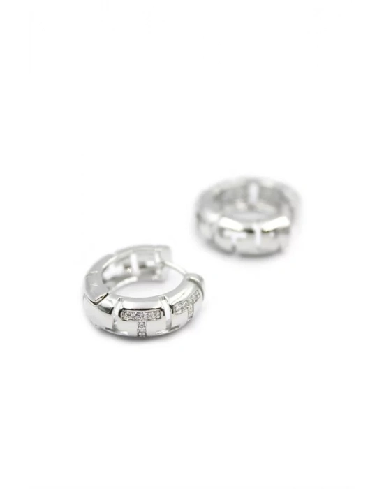 Taşlı Halka Küpe - Gümüş