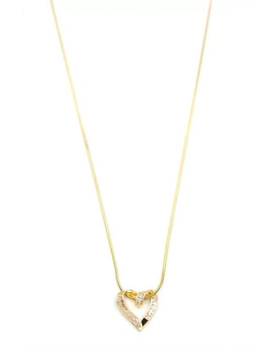 Taşlı Kalp Kolye - Altın
