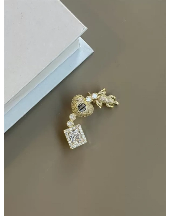 Taşlı Kıkırdak Küpe - Altın