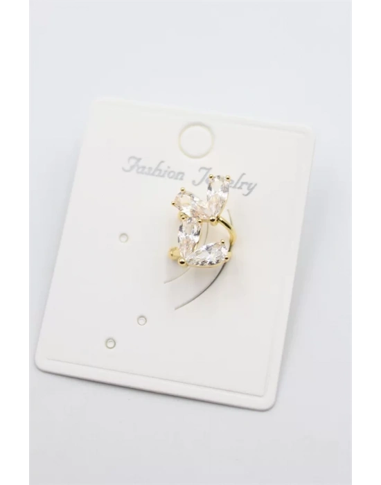 Taşlı Kıkırdak Küpe - Altın