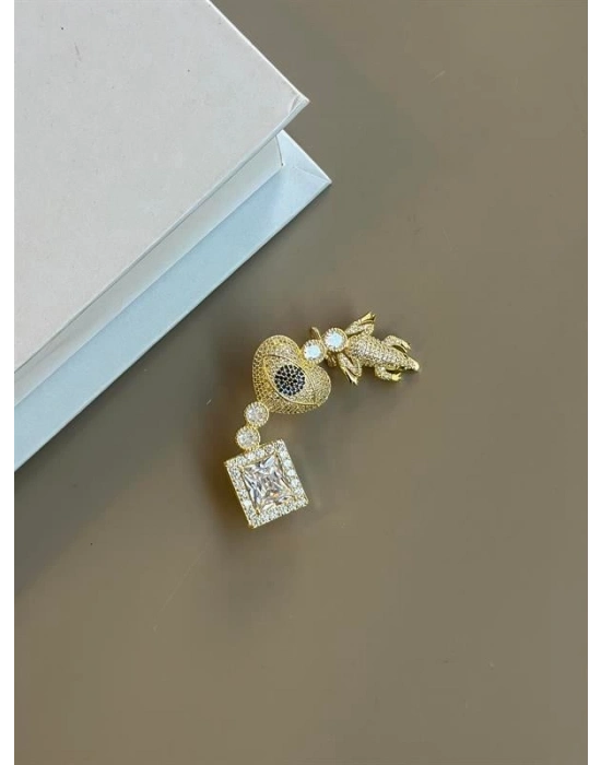 Taşlı Kıkırdak Küpe - Altın