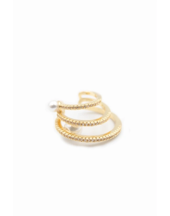 Taşlı Kıkırdak Küpe - Altın