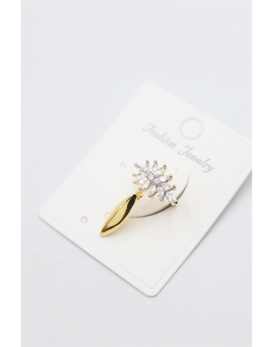 Taşlı Kıkırdak Küpe - Altın