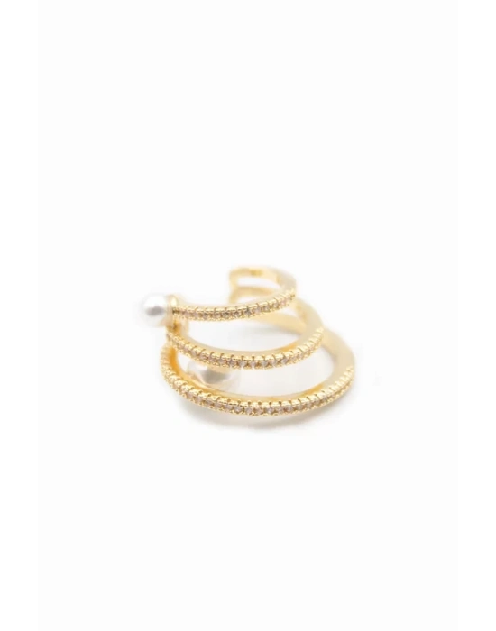 Taşlı Kıkırdak Küpe - Altın