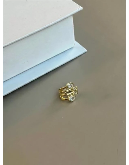 Taşlı Kıkırdak Küpe - Altın