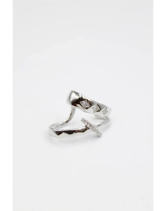 Taşlı Kıkırdak Küpe - Gümüş