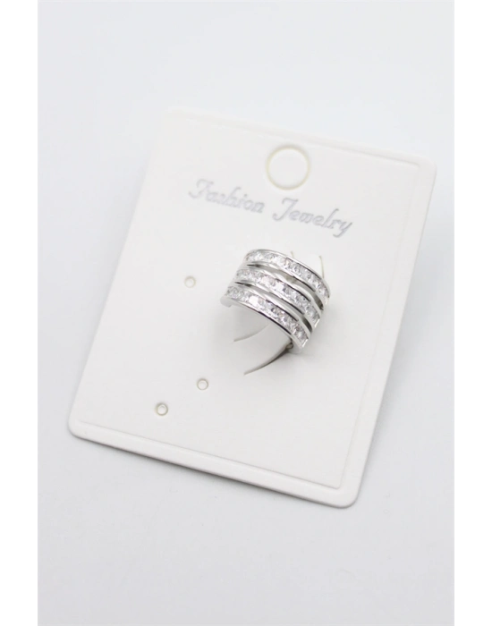 Taşlı Kıkırdak Küpe - Gümüş