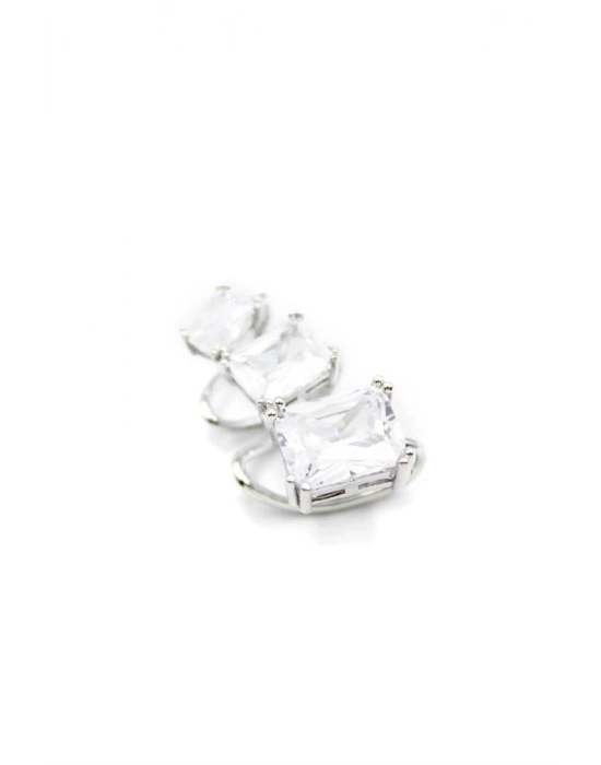 Taşlı Kıkırdak Küpe - Gümüş