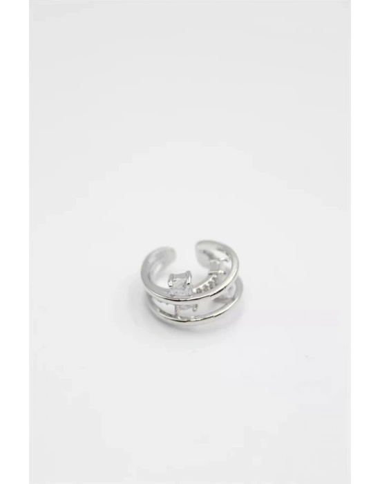 Taşlı Kıkırdak Küpe - Gümüş