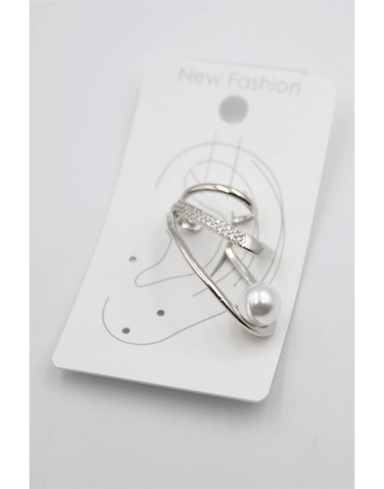 Taşlı Kıkırdak Küpe - Gümüş