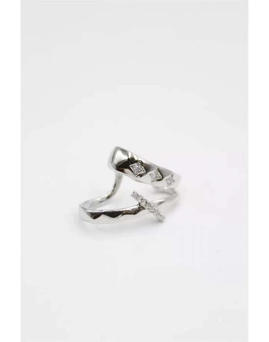 Taşlı Kıkırdak Küpe - Gümüş