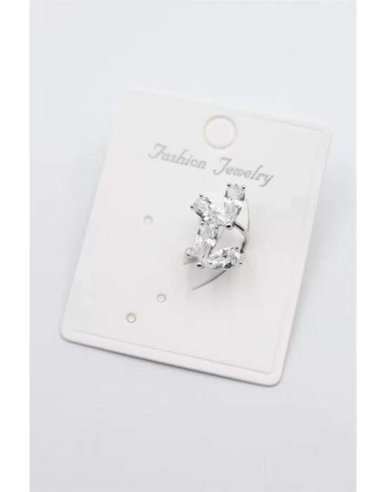 Taşlı Kıkırdak Küpe - Gümüş