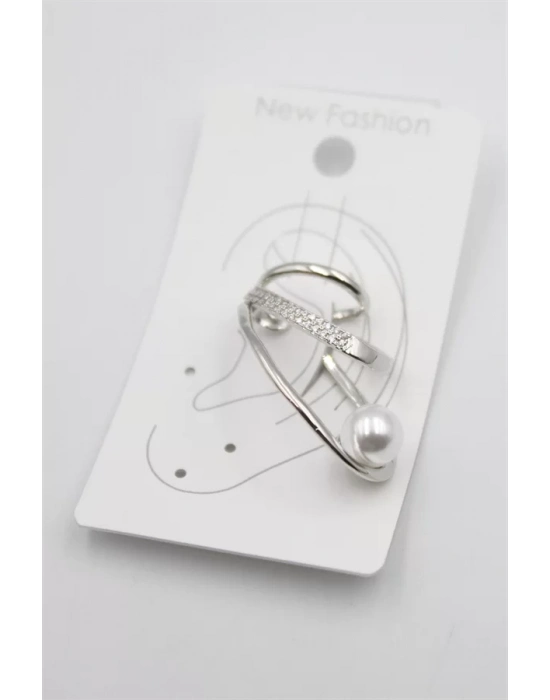 Taşlı Kıkırdak Küpe - Gümüş