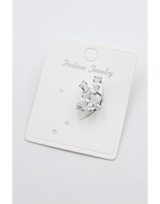 Taşlı Kıkırdak Küpe - Gümüş