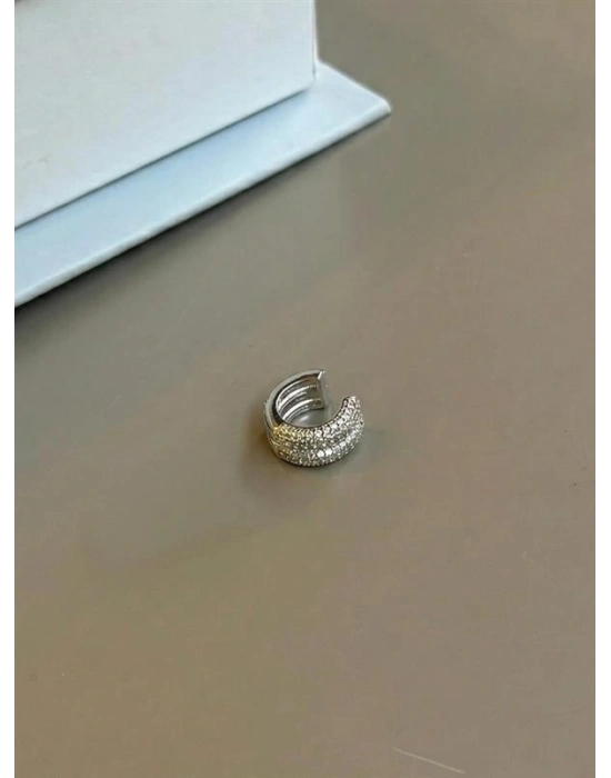 Taşlı Kıkırdak Küpe - Gümüş