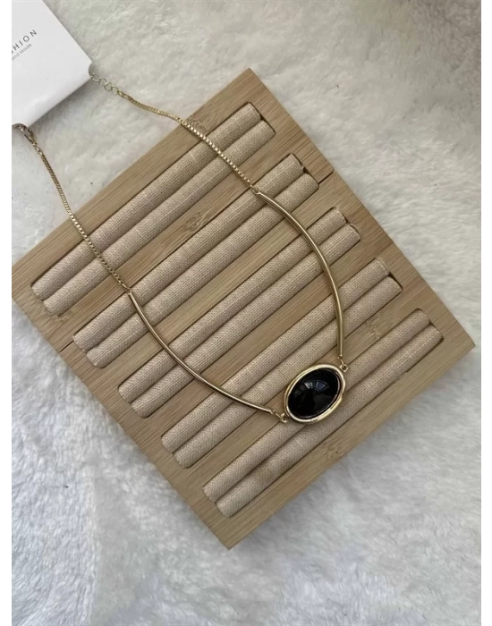 Taşlı Kolye - Siyah