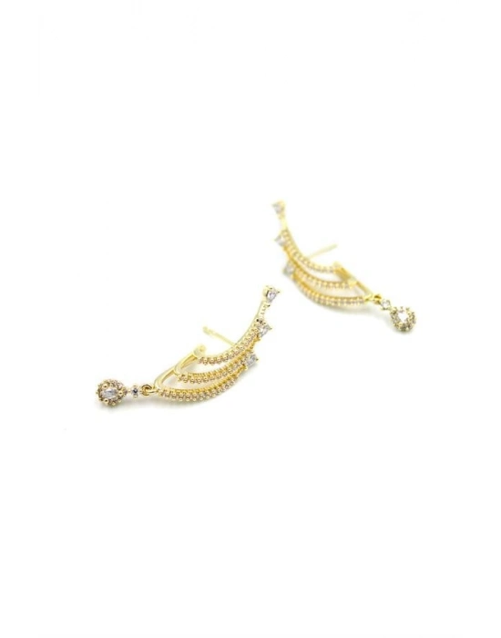 Taşlı Küpe - 14K Altın