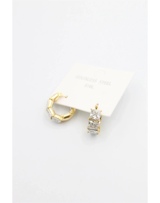 Taşlı Küpe - Altın