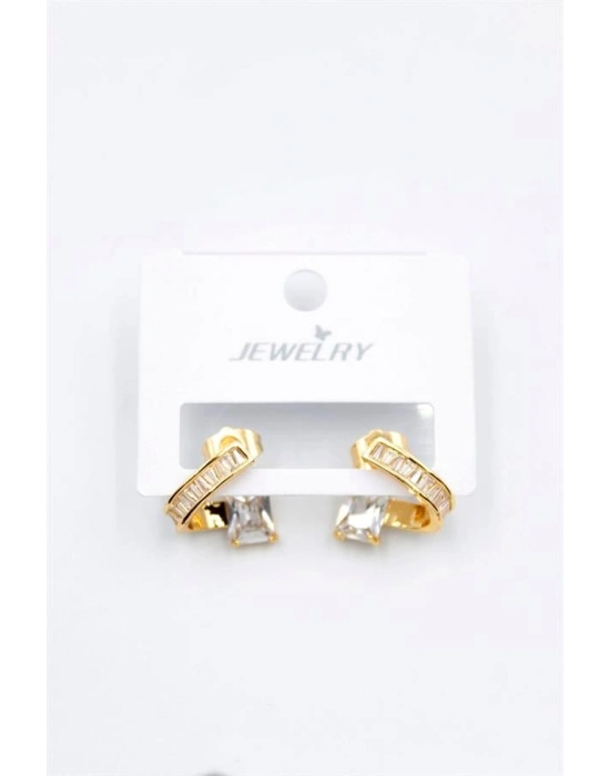 Taşlı Küpe - Altın