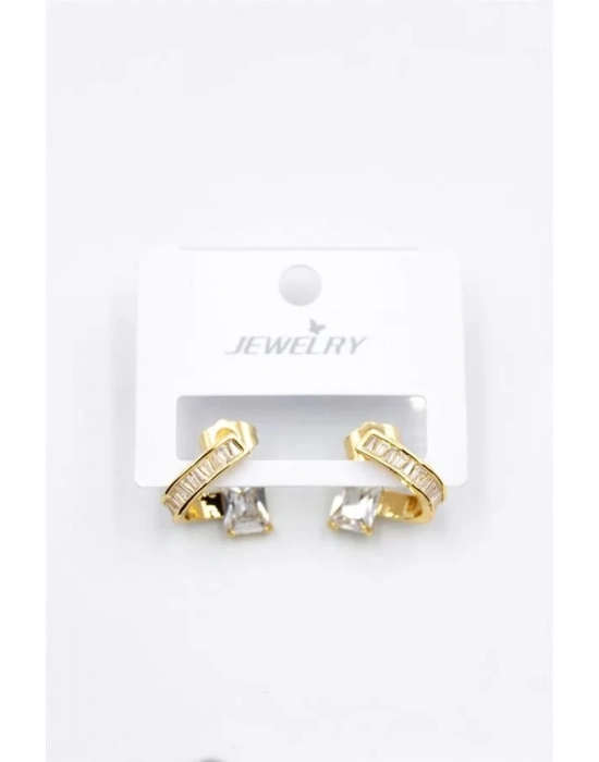 Taşlı Küpe - Altın