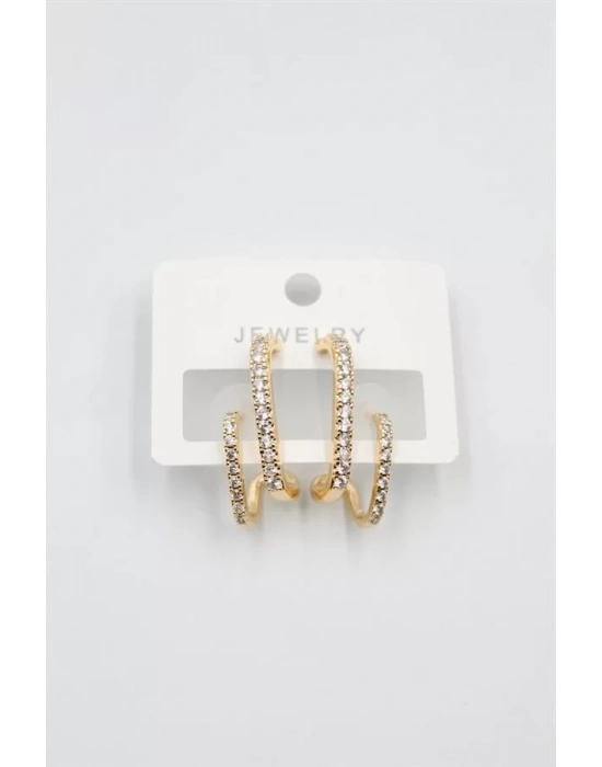 Taşlı Küpe - Altın